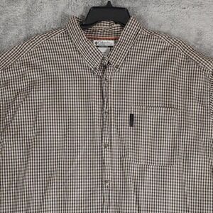 Columbia Shirt Mens 4X Brown Check Sportswear Outdoor Chest Pocket Big & Tall